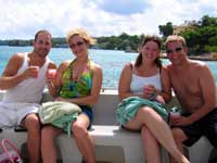 Couples on Catamaran going to Dunn's River Falls and snorkeling