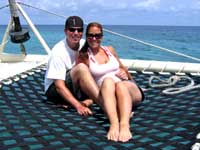 Relaxing on the Catamaran on the way to Dunns Falls Ocho Rios