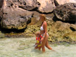 Exploring the cove on the private beach
